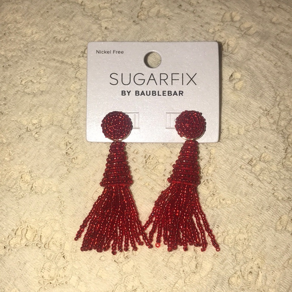 NWOT SUGARFIX BY BAUBLEBAR pierced earrings. Beaded with tiny red beads.
